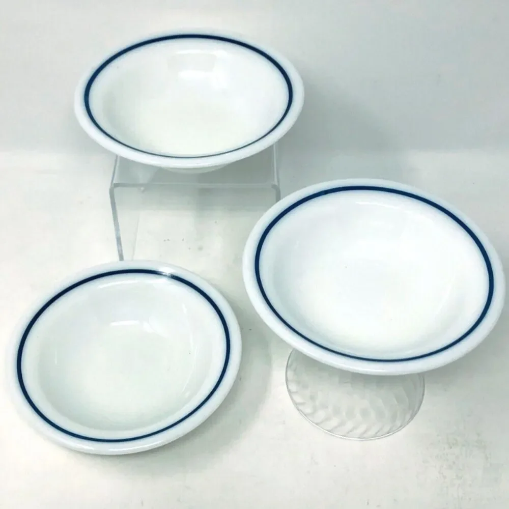 Set of 3 Pyrex Berry Bowl Tableware by Corning USA VTG Turquois Stripe 356-28